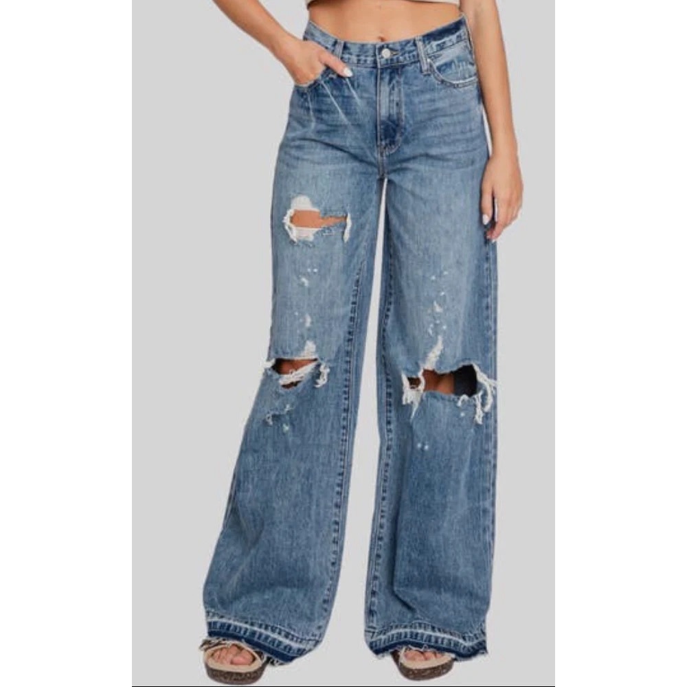 Petra wide leg destructed wide leg jeans